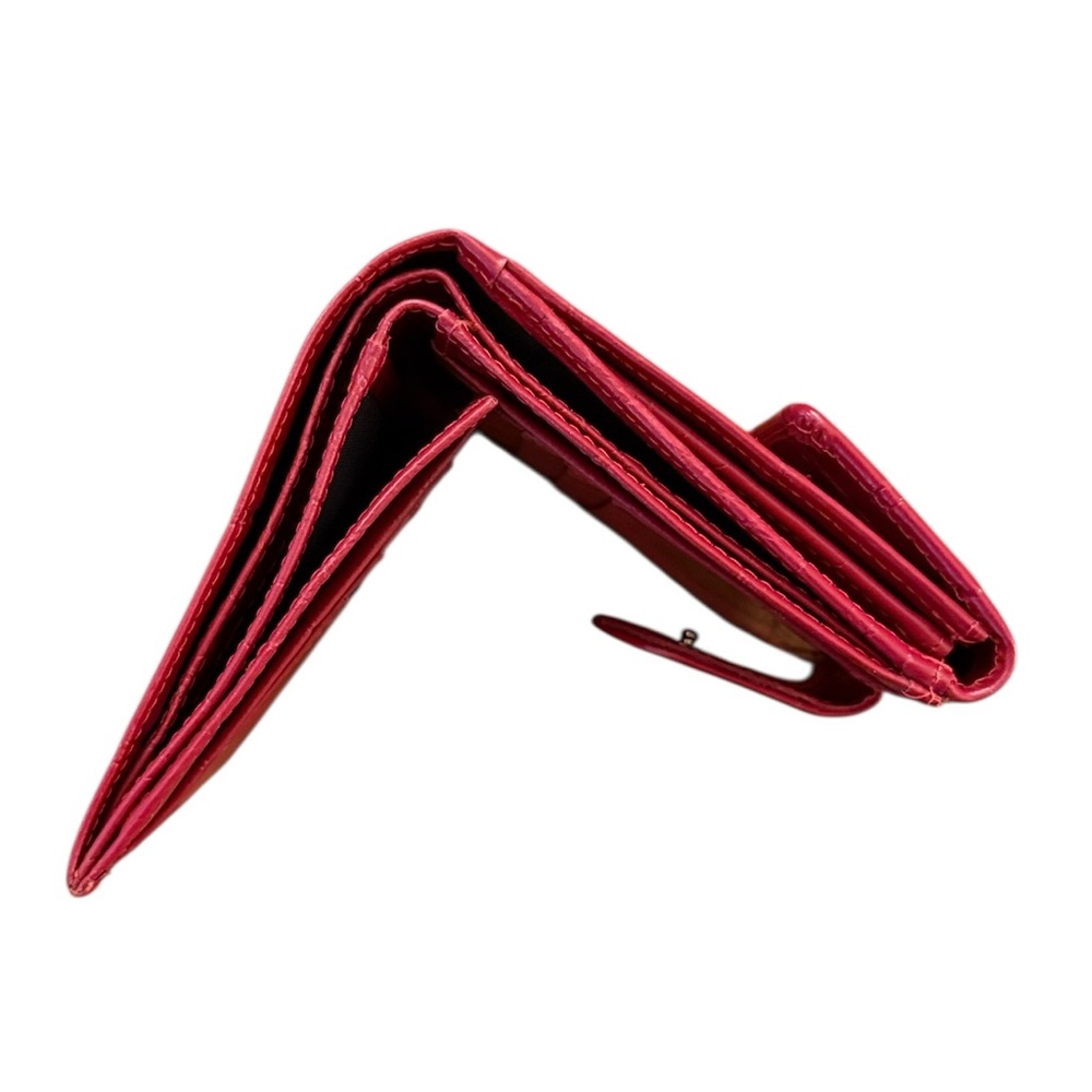 Red Croc-Embossed Leather RFID Wallet Organizer Accordion Multi Compartment Snap - Picture 11 of 13
